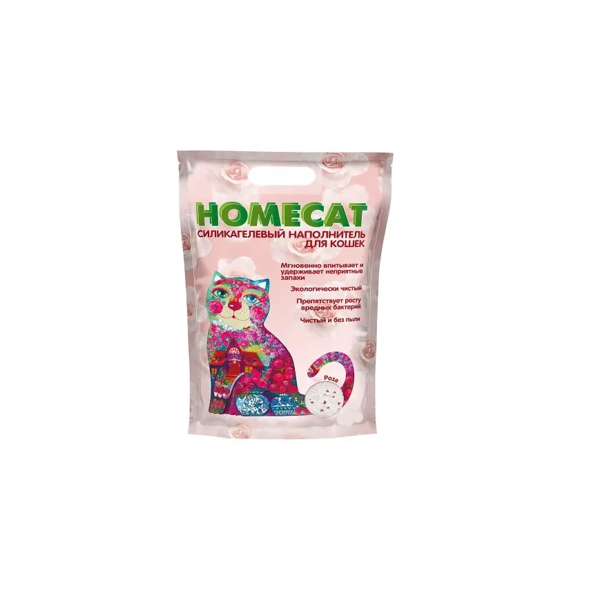 Наполнитель Homecat для кошачьих туалетов, Роза силикагелевый с ароматом розы, 7,6 л фото 1