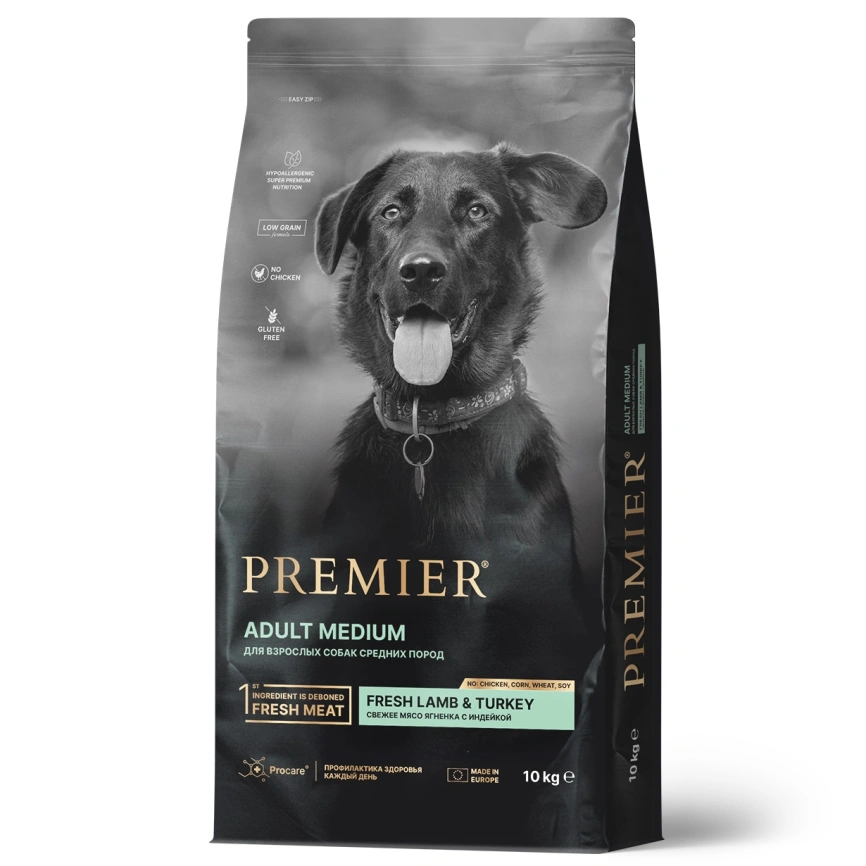 Сухой корм Premier Dog Lamb & Turkey Adult Medium для собак средних пород, с ягненком и индейкой, 10 кг фото 1