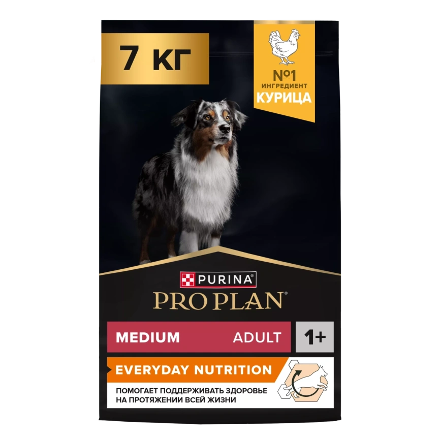 Сухой корм PRO PLAN Chicken для взрослых собак средних пород, с высоким содержанием курицы, 7 кг фото 1