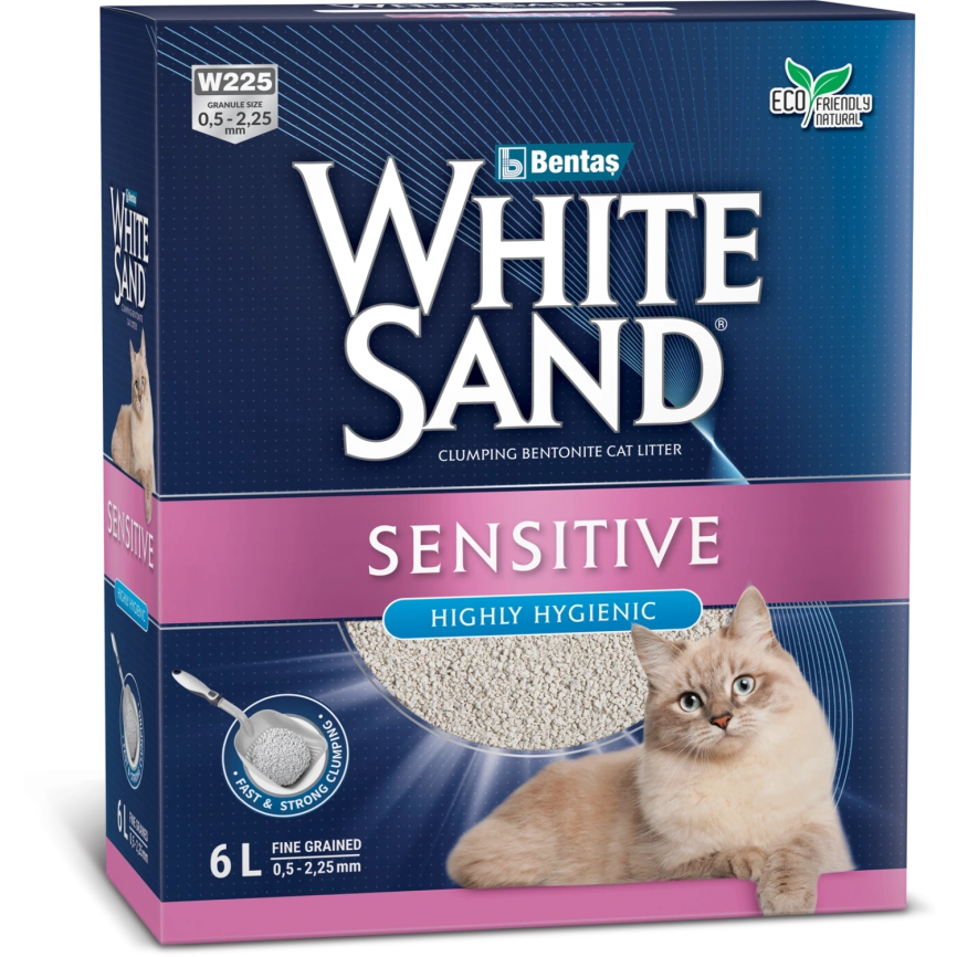 Наполнитель White Sand для кошачьего туалета, комкующийся для чувствительных кошек, без запаха, 6 л фото 1