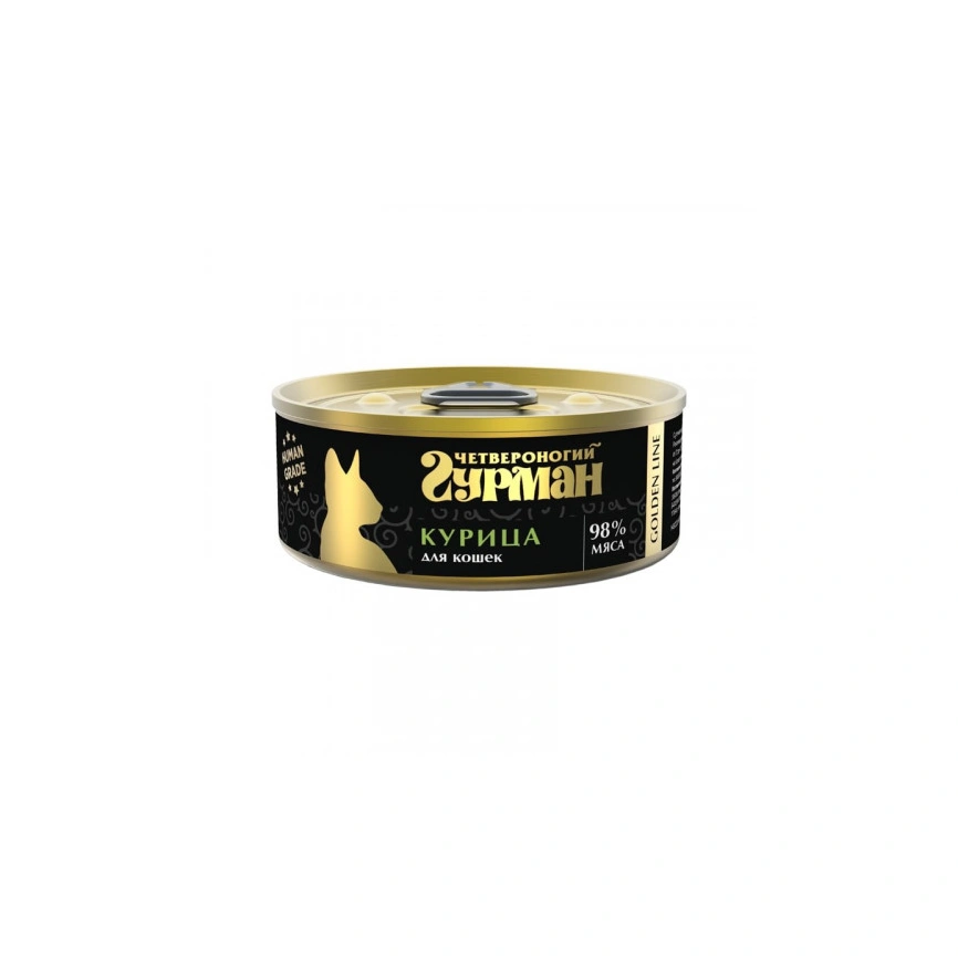 Влажный корм Четвероногий Гурман Golden line Chicken для кошек, курица натуральная в желе, 100 г фото 1
