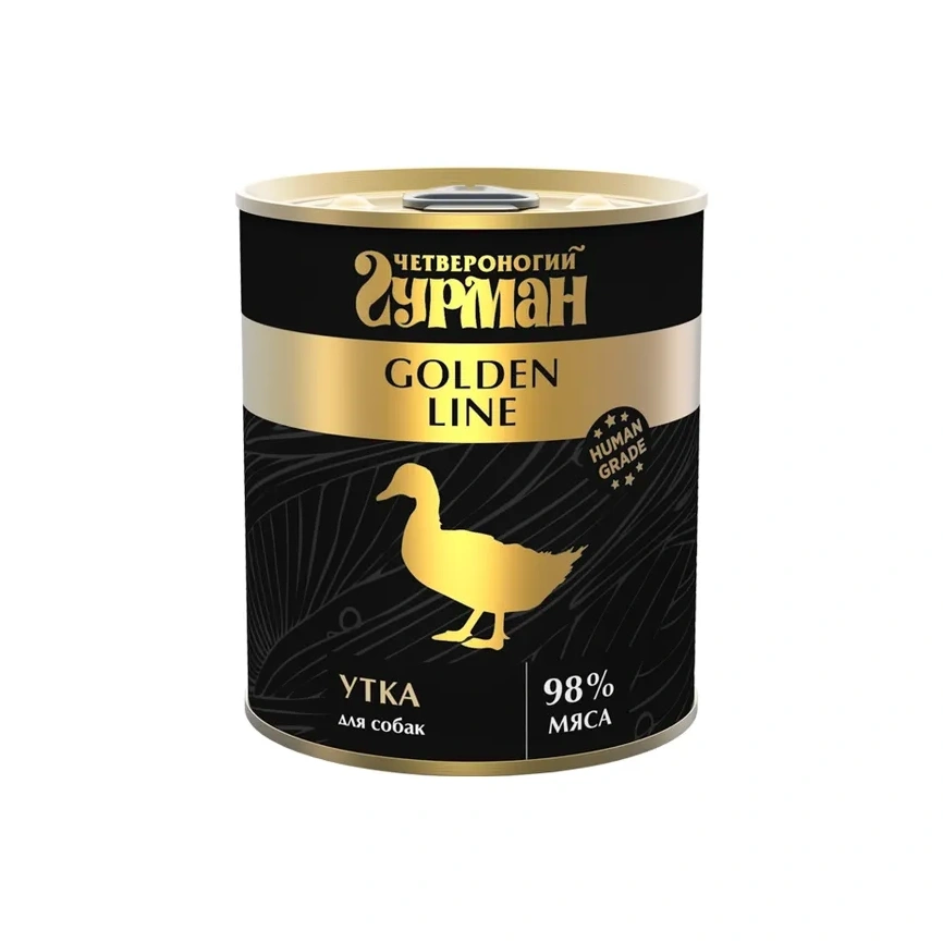 Влажный корм Четвероногий Гурман Golden line Duck для собак, утка натуральная в желе, 340 г фото 1