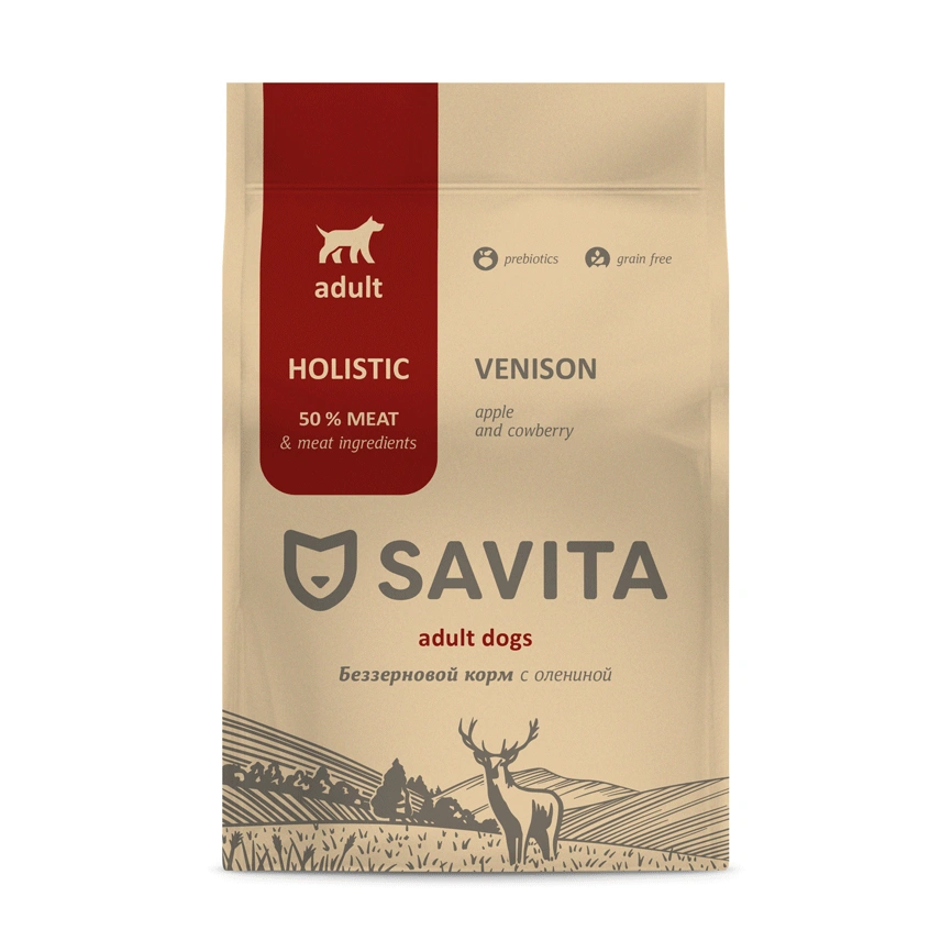 Сухой корм SAVITA Adult Venison для собак, с олениной, 400 г фото 1