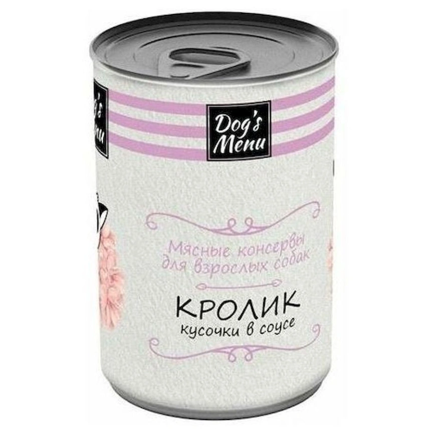 Влажный корм Dog`s Menu Rabbit для взрослых собак с кроликом кусочки в соусе, 340 г фото 1