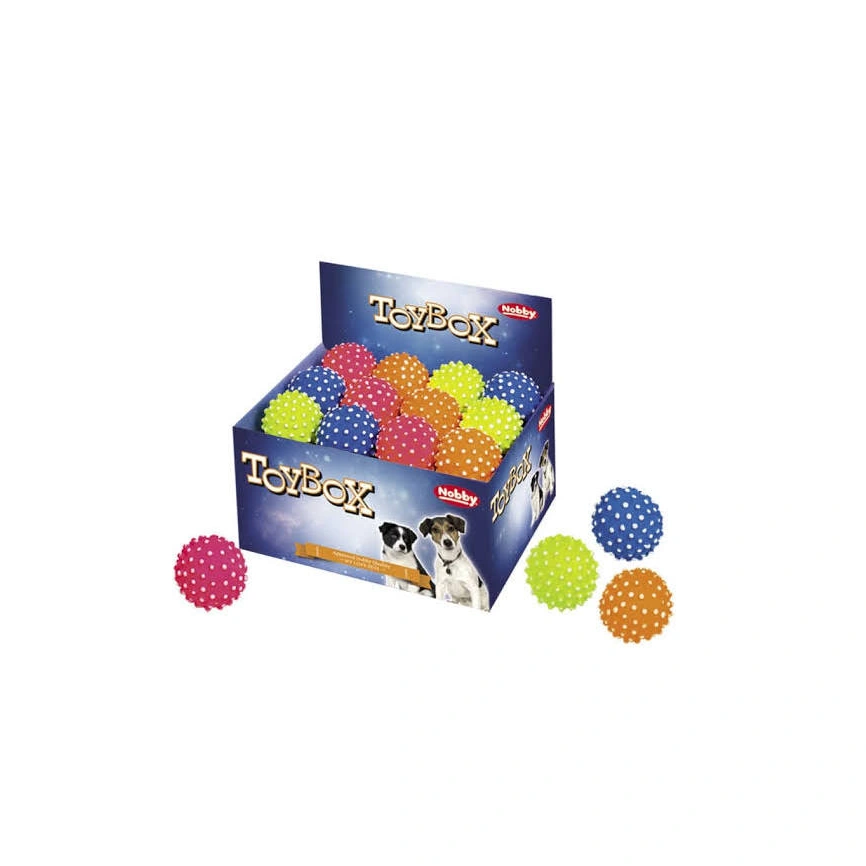Игрушка NOBBY для собак, дисплей, Мяч С Шипами, 24 шт, 7 см фото 1