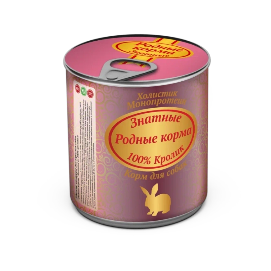 Влажный корм Родные корма знатные Rabbit для собак, с кроликом, 340 г фото 1