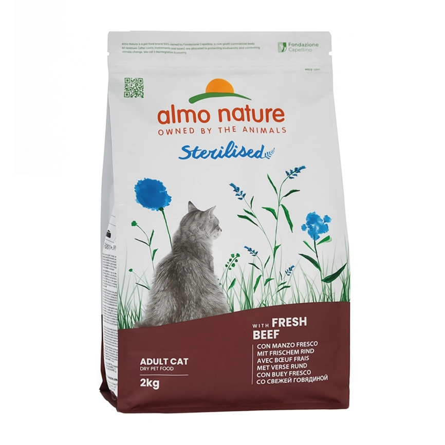 Сухой корм Almo Nature Sterilised Beef & Rice, для стерилизованных кошек со cвежей говядиной и коричневым рисом, 2 кг фото 1