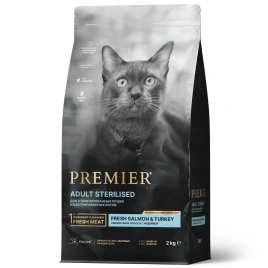 Сухой корм Premier Cat Salmon & Turkey Sterilised для стерилизованных кошек, 2 кг