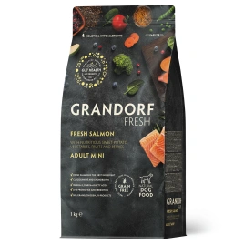 Сухой корм Grandorf Fresh Dog для взрослых собак мелких пород для здоровья кожи и шерсти лосось с бататом 1 кг