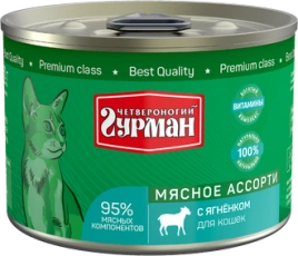 Влажный корм Четвероногий Гурман Lamb & Meat Assortment для кошек, с ягненком и мясным ассорти, 190 г