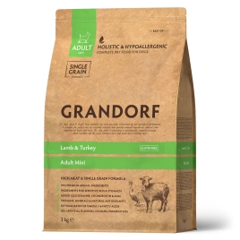 Сухой корм Grandorf Lamb & Turkey Mini для взрослых собак мелких пород, 3 кг