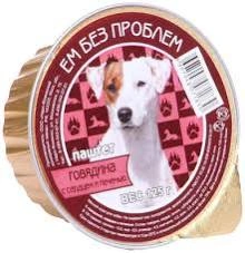 Влажный корм Ем Без Проблем Beef, Heart & Liver для собак, говядина с сердцем и печенью ламистер, 125 г