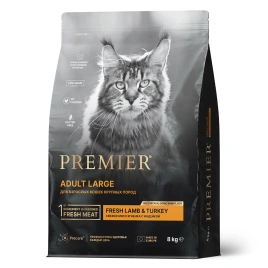 Сухой корм Premier Cat Lamb & Turkey Adult Large для взрослых кошек крупных пород, 8 кг