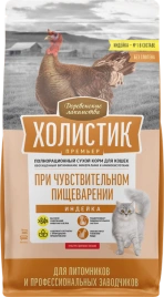 Сухой корм Деревенские Лакомства Holistic Премьер, для кошек при чувствительном пищеварении, с индейкой, 10 кг