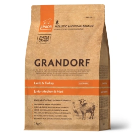 Сухой корм Grandorf Lamb & Turkey Junior для юниоров всех пород, 3 кг