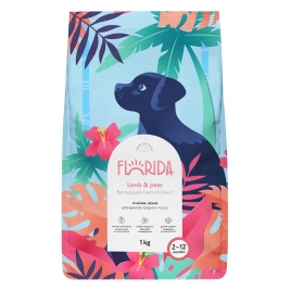 Сухой корм FLORIDA Medium Puppy Lamb & Pear для щенков средних пород, с ягненком и грушей, 1 кг