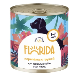 Влажный корм FLORIDA Quail & Pear для собак, с перепёлкой и грушей, 240 г
