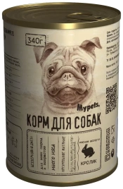 Влажный корм MYPETS Rabbit для собак, с кроликом, 340 г