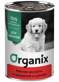 Влажный корм Organix Preventive Line Meat Assortment & Beef для щенков Мясное ассорти, с говядиной и цукини, 400 г