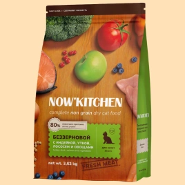 Сухой корм NOW'KITCHEN Fresh Kitten Turkey, Duck, Salmon & Vegetables для котят со свежей индейкой, уткой, лососем и овощами, 3,36 кг