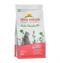 Сухой корм Almo Nature Hairball Salmon для взрослых кошек со свежим, с лососем, 400 г
