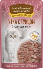 Влажный корм Деревенские Лакомства для кошек, с уткой и тунцом, 70 г