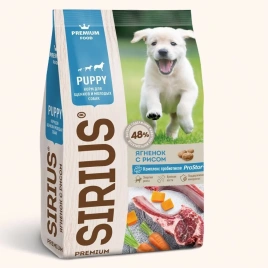 Сухой корм SIRIUS Lamb & Rice для щенков и молодых собак, с ягненком и рисом, 2 кг
