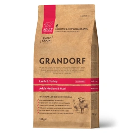 Сухой корм Grandorf Lamb & Turkey Med & Maxi для взрослых собак средних и крупных пород, 10 кг