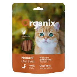Лакомство Organix для кошек «Нежные палочки из филе утки»