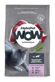 Сухой корм ALPHAPET WOW Superpremium Duck & Giblets для взрослых домашних кошек и котов, с уткой и потрошками, 7 кг