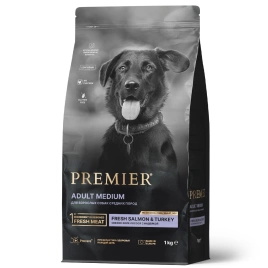 Сухой корм Premier Dog Salmon & Turkey Adult Medium для собак средних пород, 1 кг