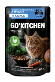 Влажный корм Go'Kitchen Fish & Vegetables для стерилизованных кошек ассорти из рыбы, с овощами в соусе, 85 г