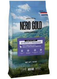 Сухой корм NERO GOLD Sterilised Lamb & Vegetables для стерилизованных кошек и котят, с мясом ягненка и овощами, 10 кг
