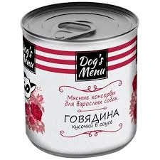 Влажный корм Dog`s Menu Beef для взрослых собак с говядиной кусочки в соусе, 340 г