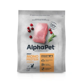 Сухой корм ALPHAPET Superpremium Monoprotein Turkey для взрослых кошек, с индейкой, 400 г