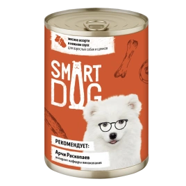 Влажный корм Smart Dog Meat Assortment для взрослых собак и щенков, мясное ассорти в нежном соусе, 400 г