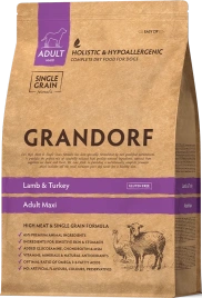 Сухой корм Grandorf Lamb & Turkey Maxi для взрослых собак крупных пород, 3 кг