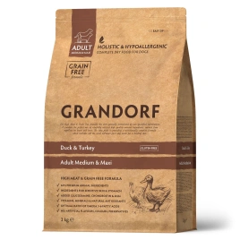 Сухой корм Grandorf Duck & Turkey Med & Maxi для взрослых собак средних и крупных пород, 3 кг