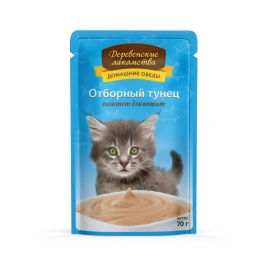 Влажный корм Деревенские Лакомства для котят, с отборной треской, паштет, 70 г