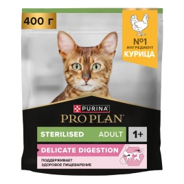 Сухой корм PRO PLAN Chicken для взрослых стерилизованных кошек и кастрированных котов старше 1 года, с высоким содержанием курицы, 400 г