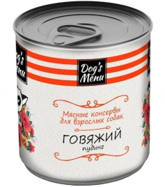 Влажный корм Dog`s Menu Beef для взрослых собак говяжий пудинг, 340 г