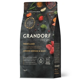 Сухой корм Grandorf Fresh Dog для юниоров средних и крупных пород беременных и кормящих собак беззерновой ягненок с бататом 1 кг