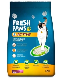 Наполнитель Fresh Paws Active для кошачьих туалетов, впитывающий с активированным углем, 12 л