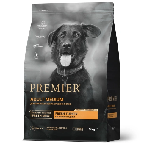 Сухой корм Premier Dog Turkey Adult Medium для собак средних пород, 3 кг фото 1