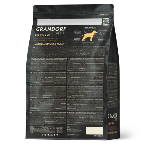 Сухой корм Grandorf Fresh Dog для юниоров средних и крупных пород беременных и кормящих собак беззерновой ягненок с бататом 3 кг фото 2