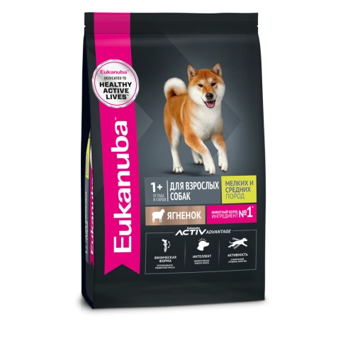 Сухой корм Eukanuba Adult для взрослых собак от 1 года с ягненком, 7 кг фото 1