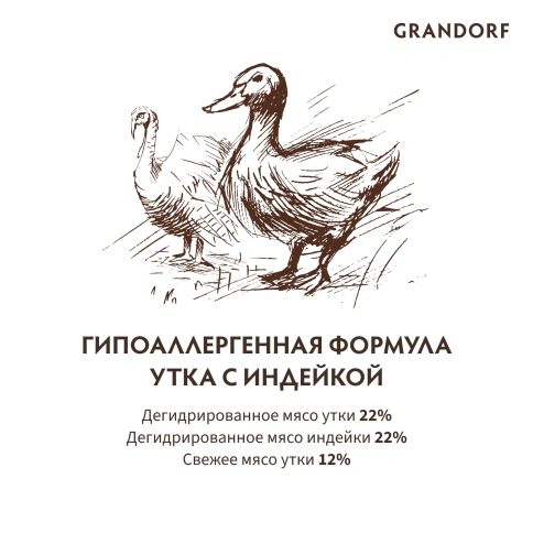 Сухой корм Grandorf Duck & Turkey Med & Maxi для взрослых собак средних и крупных пород, 1 кг фото 6
