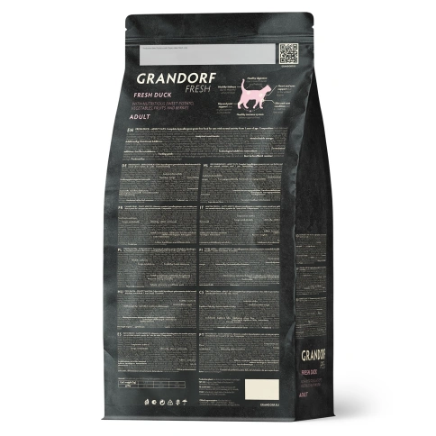 Сухой корм Grandorf Fresh Cat для взрослых кошек диетическая формула для особо аллергичных кошек утка с бататом 400 г фото 2