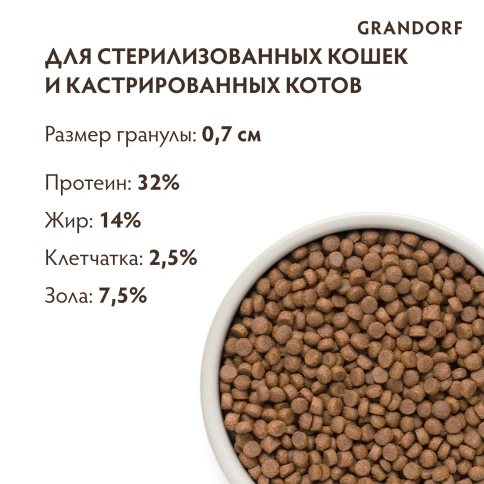 Сухой корм Grandorf Turkey Sterilised для стерилизованных кошек, 400 г фото 9