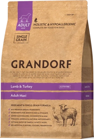Сухой корм Grandorf Lamb & Turkey Maxi для взрослых собак крупных пород, 10 кг фото 1